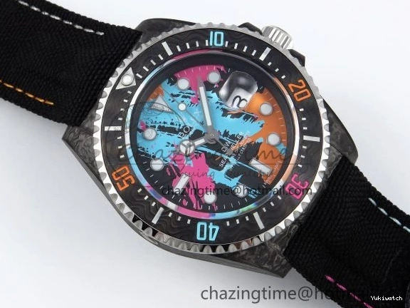 on Graffiti Nylon Best Black Carbon Strap A2824 DIWF Dweller Sea 43mm Edition Dial 0415